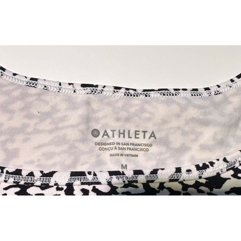 Athleta Womens Shanti Square Black And White Neck Cropped  Tank Camisole SZ M - Picture 2 of 6